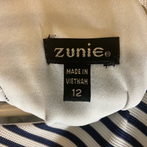 Girls Nordstrom Zunie Navy Blue and White Striped Dress Size 12 Classic - Picture 6 of 12